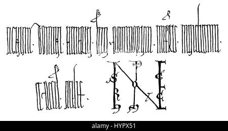 Faksimile, Zeichen von Heinrich VI., Heinrich VI., 1165-1197, römisch-deutscher Kaiser Stockfoto