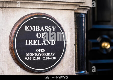 Republik Irland Botschaft, 17 Grosvenor Place, London, England, U.K Stockfoto