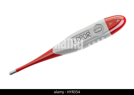 Digital Thermometer Fehler, 3D-Rendering isolierten auf weißen Hintergrund Stockfoto