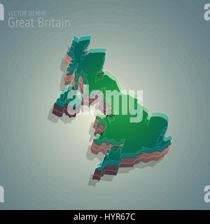 Vektorgrafik 3d Karte von Großbritannien Stock Vektor
