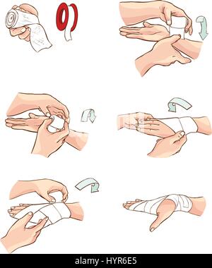 Weißem Hintergrund Vector Illustration einer Hand bandage Stock Vektor