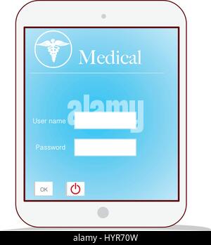 moderne Tablet-Computer und virtuelle Schnittstelle als medizinisches Konzept Stock Vektor