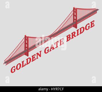 Vektor 3d illustrierte golden Gate Brücke San francisco Stock Vektor