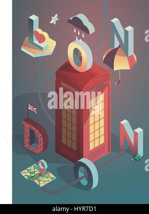 3D isometrische Vektor-London-City-Poster-design Stock Vektor