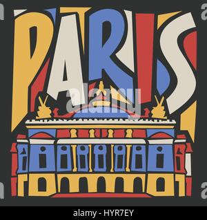 typografische Vektor handgezeichneten touristische Paris-City-poster Stock Vektor