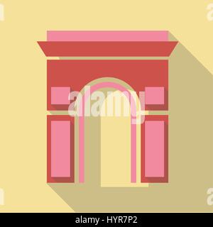 Vector Illustration lange Schatten flach Symbol des Arc de Triomphe Stock Vektor