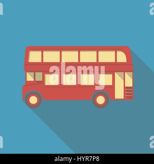 Vektor Illustration lange Schatten flach Ikone der London-bus Stock Vektor