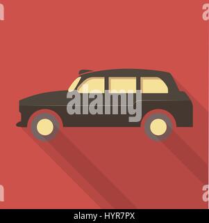 Vektor Illustration lange Schatten flach Symbol von London taxi Stock Vektor