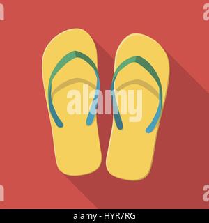 Vector Illustration lange Schatten flach Symbol von Flip flops Stock Vektor