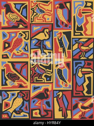 Vector Illustration nahtlose afrikanische Vögel Stilmuster Stock Vektor