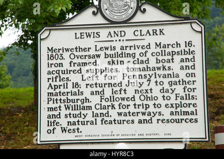 Lewis und Clark Historic unterzeichnen, Harpers Ferry National Historical Park, West Virginia Stockfoto