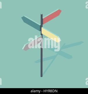 3D isometrische Vektor-Illustration der Wegweiser Stock Vektor