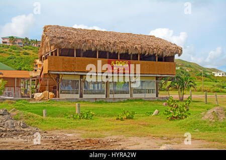 Strand, Hütte Cafe, Frigate Bay Beach, St. Kitts, Karibik, West Indies, Stockfoto