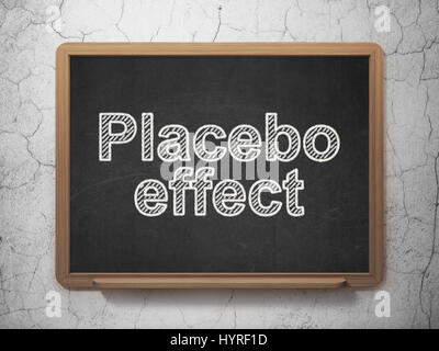 Gesundheitskonzept: Placebo-Effekt auf Tafel Hintergrund Stockfoto