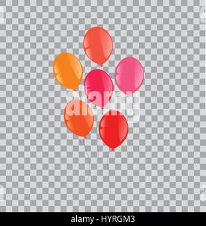 Rote orange rosa Luftballons auf eine Transparenz-Hintergrund Stock Vektor