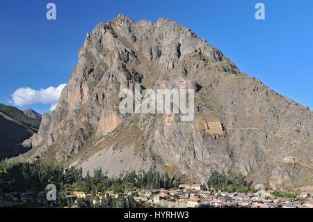 Peru, Inka Lagerhäuser in der Nähe von Ollantaytambo Stockfoto