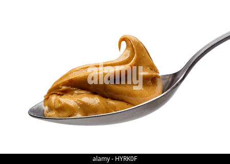 Erdnussbutter auf Löffel Stockfoto