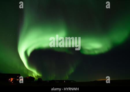 Aurora Borealis vom Hotel Ranga in Südisland Stockfoto