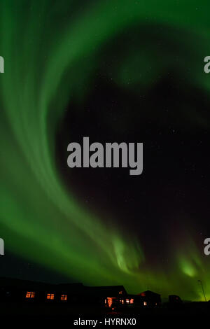 Aurora Borealis vom Hotel Ranga in Südisland Stockfoto