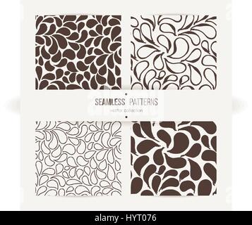 Satz von Vektor Musterdesigns der stilisierte Blätter und Blüten Stock Vektor