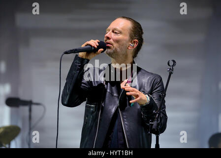 BARCELONA - 3 JUN: Radiohead (Band) führen im Konzert beim Festival Primavera Sound 2016 am 3. Juni 2016 in Barcelona, Spanien. Stockfoto