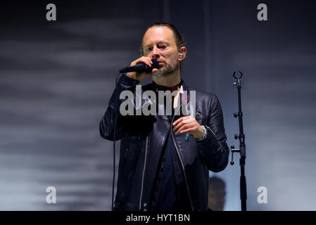 BARCELONA - 3 JUN: Radiohead (Band) führen im Konzert beim Festival Primavera Sound 2016 am 3. Juni 2016 in Barcelona, Spanien. Stockfoto