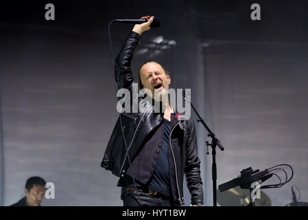 BARCELONA - 3 JUN: Radiohead (Band) führen im Konzert beim Festival Primavera Sound 2016 am 3. Juni 2016 in Barcelona, Spanien. Stockfoto