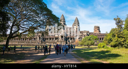 Horizontale (3 Bild Heftung) Blick von Angkor Wat in Kambodscha. Stockfoto