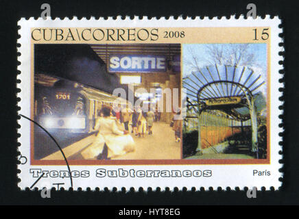 Kuba - CIRCA 2008: Paris u-Bahn, Trenes Subterraneos circa 2008 zeigt eine Briefmarke gedruckt in Kuba. Stockfoto