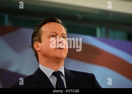 Premierminister David Cameron anlässlich der Eröffnung der schottischen konservativen Manifest Stockfoto