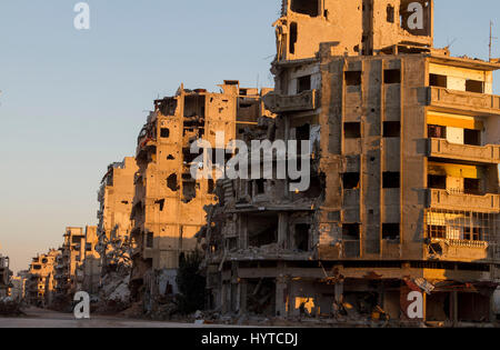 Kriegszerstörungen in Homs Zentrum, Syrien Stockfoto