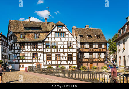 Fachwerkhäuser in Strasbourgs historischen Viertel petit France, Stockfoto