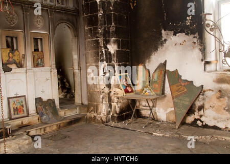 Zerstörte Orthodoxe Kirche in Syrien Stockfoto