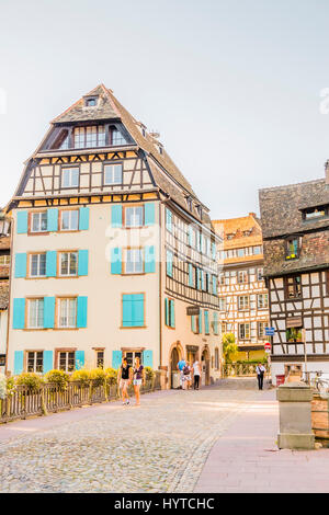 Historische Fachwerkhäuser Housess, rue des Moulins, Pavillon Hotel Regent petite france Stockfoto