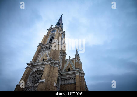 Der Name von Mary Church, auch bekannt als Novi Sad katholische Kathedrale. Diese Kathedrale ist eines der wichtigsten Wahrzeichen von Novi Sad, Serbien Bild Stockfoto