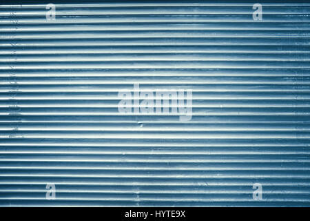 Blaue gefütterte Grunge Metallwand, Hintergrund oder Textur. Stockfoto