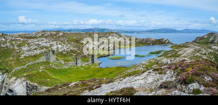 Dunlough Schloss, an drei Burgen Spitze, auf der Mizen-Halbinsel Stockfoto