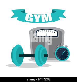Fitness-Studio Ausrüstung Training Bild Stock Vektor