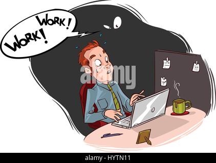 Vektor-Illustration eines Mannes, die Arbeit im Büro Stock Vektor