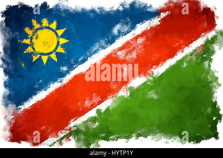 Ölgemälde Grunge bewirkt Abbildung der Flagge NAMIBIA Stockfoto