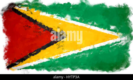 Ölgemälde Grunge erfolgt die Abbildung der Flagge GUYANA Stockfoto