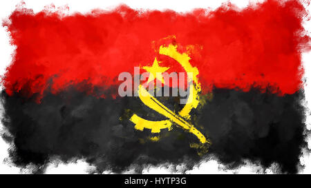 Ölgemälde Grunge bewirkt Abbildung von Angola Fahne Stockfoto