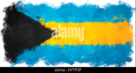 Ölgemälde Grunge erfolgt die Abbildung der Flagge der bahamas Stockfoto