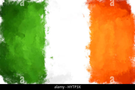 Ölgemälde Grunge bewirkt Abbildung der Flagge Irland Stockfoto