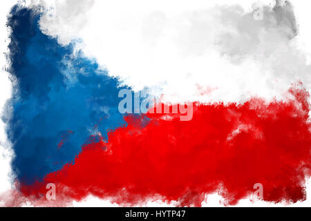Ölgemälde Grunge erfolgt die Abbildung der Flagge der Tschechischen Republik Stockfoto