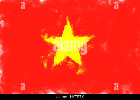 Ölgemälde Grunge bewirkt Abbildung der Flagge vietnam Stockfoto