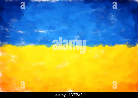 Ölgemälde Grunge erfolgt die Abbildung der Flagge der ukraine Stockfoto