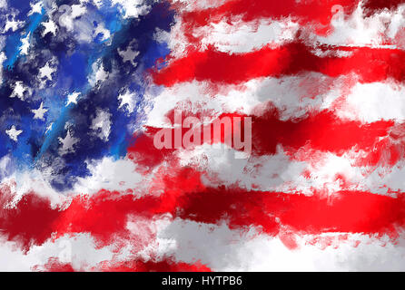Ölgemälde Grunge erfolgt die Darstellung der USA-Flagge Stockfoto