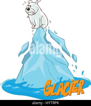Cartoon-Vektor Illustration Eisbären Erderwärmung Stock Vektor