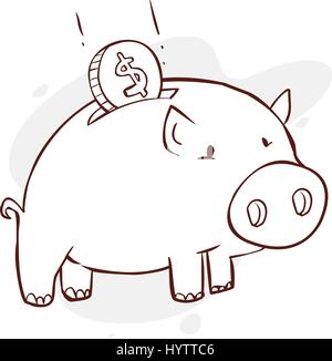 Vektor-Illustration ein Sparschwein schwarz Stock Vektor